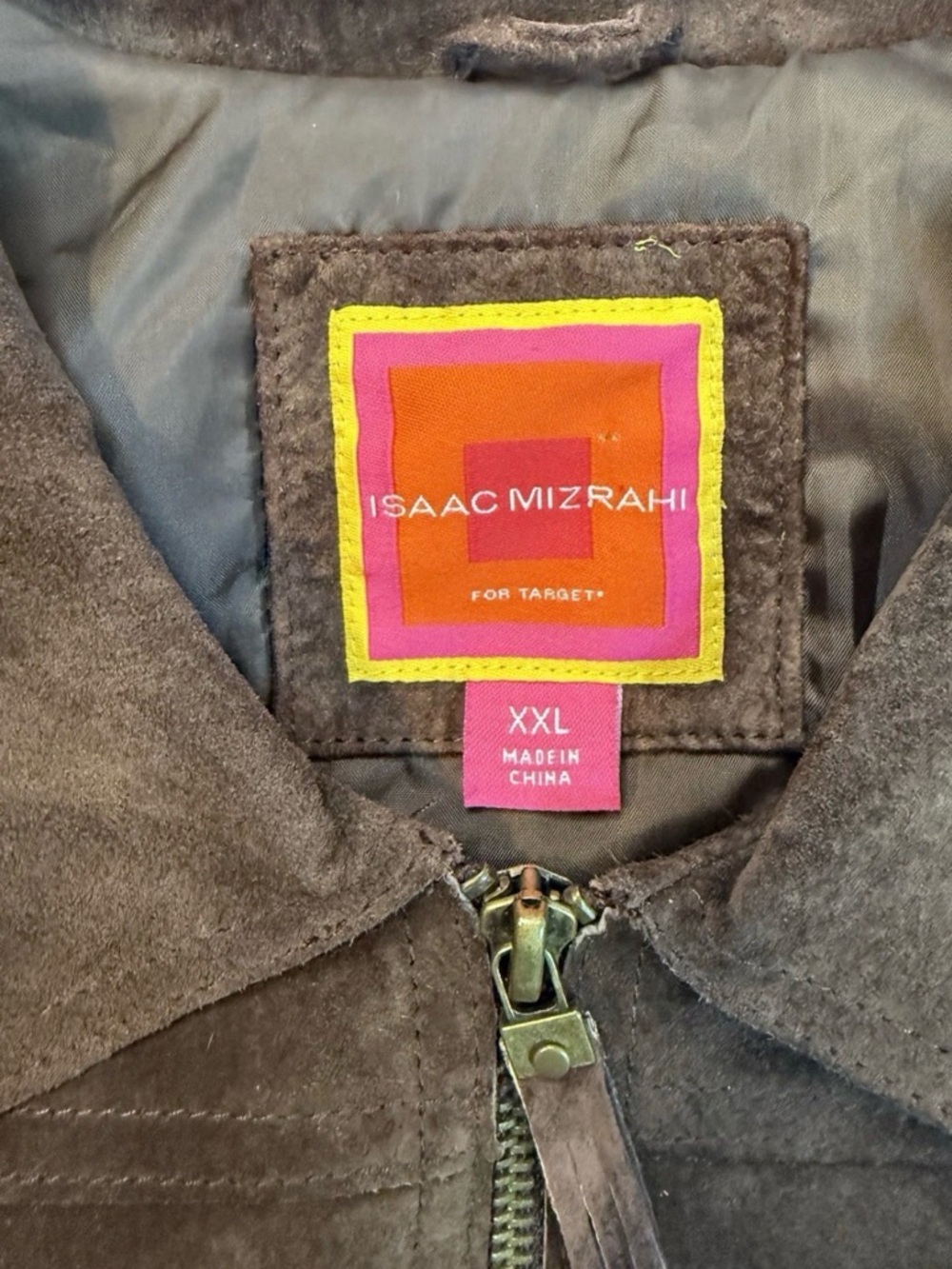 Isaac Mizrahi Women's XXL 100% Suede Leather Full Zip Motorcycle Jacket Brown - Picture 2 of 10